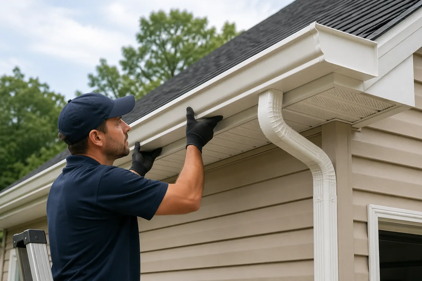 Professional Gutter Installation Southern Maryland on a residential home to prevent water damage and improve drainage system