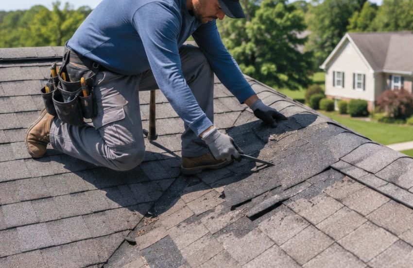 Best Roof Repair specialist Southern Maryland team working on a roof inspection and repair project