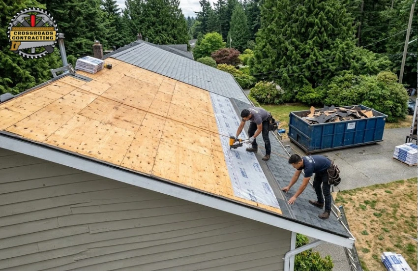 Roof Overlay & Full Replacement north Vancouver service for a residential home showing roofing renovation process