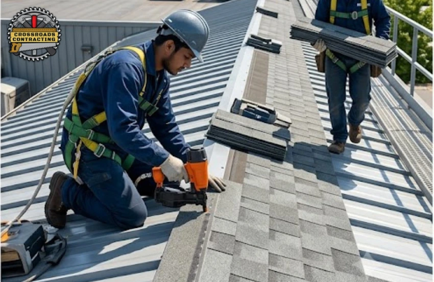 Professional Roofing Contractor in Huntingtown, MD installing a new residential roof