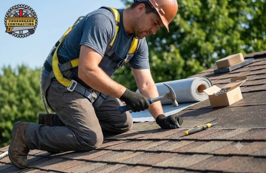 Roofing Contractor in Huntingtown, MD performing professional roof repair services