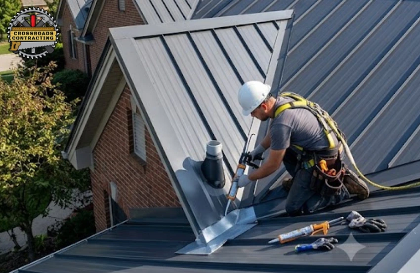Roofing contractor repairing damaged shingles and roofing problems handled by roofing contractors Maryland in Chesapeake Beach, MD