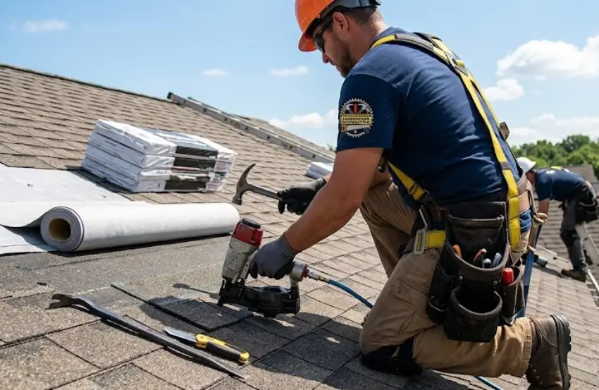 Roof leak inspection highlighting signs you need Roof Repair Chesapeake Beach MD.