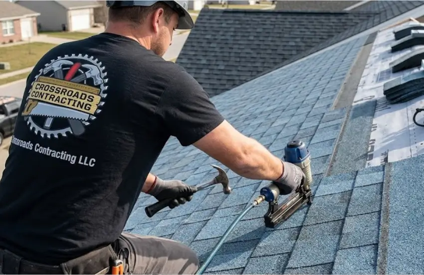 Experienced Roofing Contractor in North Beach MD consulting with a homeowner about roofing services.